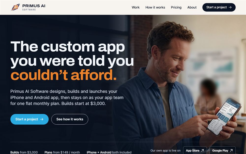 Primus AI Software website